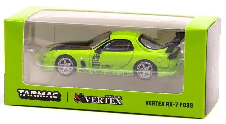 Tarmac Works GLOBAL64 Light Green VERTEX Mazda RX-7 FD3S 1:64 Scale Diecast Car