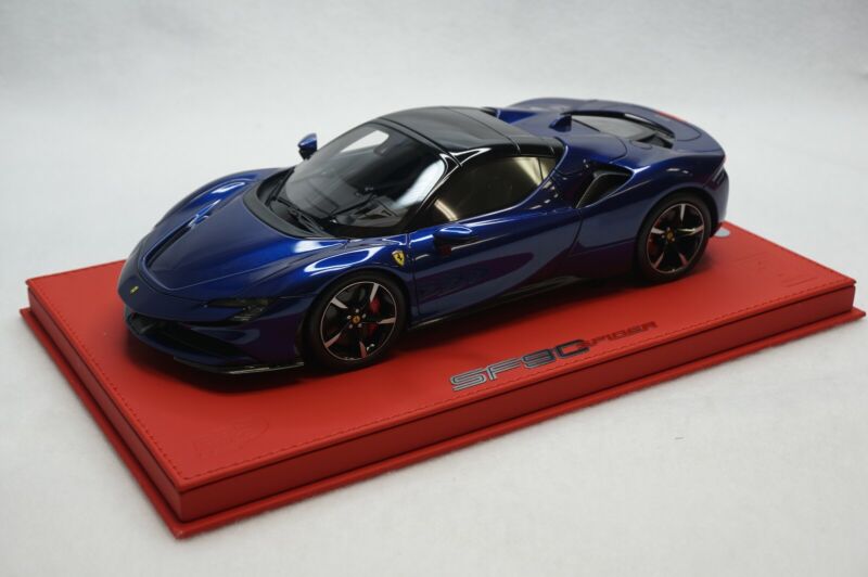 1/18 BBR FERRARI SF90 SPIDER CLOSED BLACK BLUE ELETIC DELUXE RED LEATHER limited 3pcs