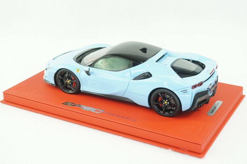 1/18 BBR FERRARI SF90 STRADALE AZZURRO LA PLATA DELUXE RED LEATHER limited 15pcs