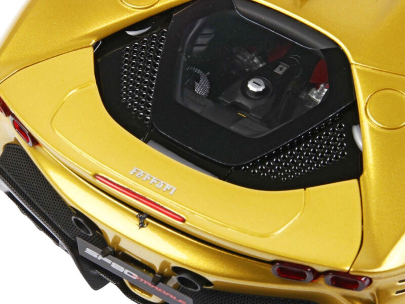 FERRARI SF90 SPIDER CONVERTIBLE YELLOW & DISPLAY CASE 1/18 MODEL BY BBR P18194 A