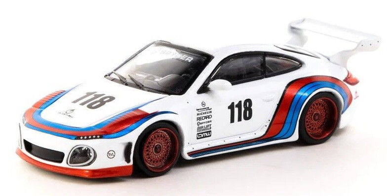 Tarmac Works HOBBY64 White Old & New Porsche 997 1:64 Scale Diecast Car