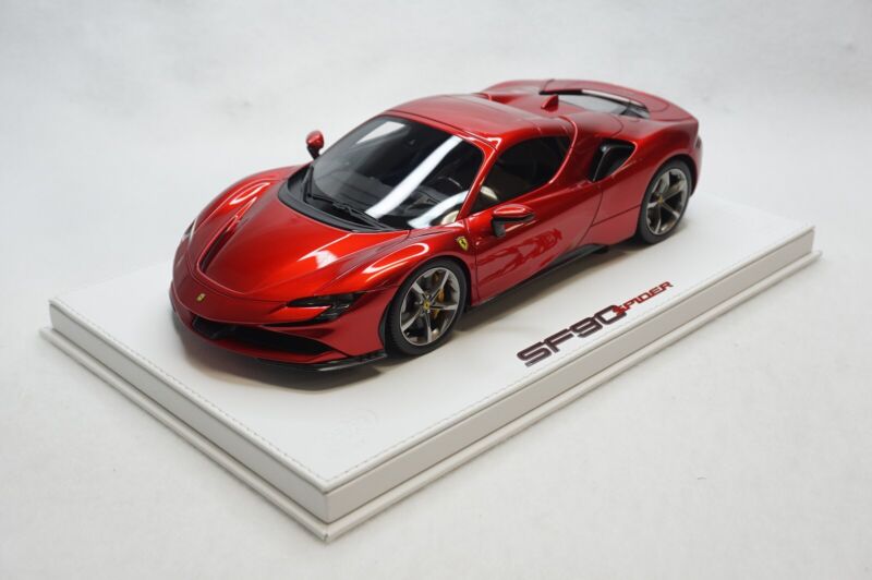 1/18 BBR FERRARI SF90 SPIDER CLOSED ROSSO FUOCCO DELUXE WHITE LEATHER limited 5pcs