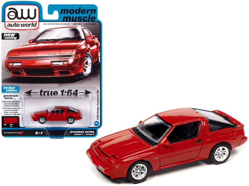 1/64 AutoWorld 1986 Dodge Conquest TSi Diecast Model Car Red AWSP113A