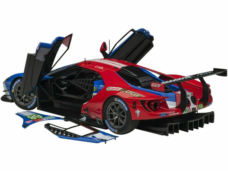 1/18 Autoart 2019 Ford GT #68 Bourdais Muller 24H Le Mans Opening doors. Real rubber tires. Steerable wheels. True-to-scale detail. Has removable covers. This item is made of composite. Detailed exterior, interior, and engine compartment. Dimensions appro