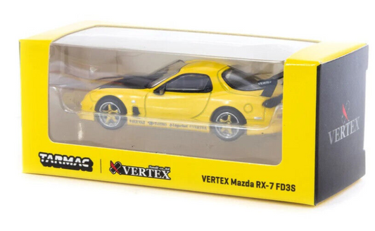Tarmac Works GLOBAL64 Yellow Metallic VERTEX Mazda RX-7 FD3S 1:64 Diecast Car