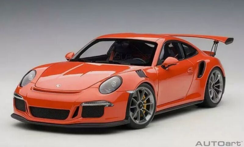 AUTOart PORSCHE 911 991 GT3 RS LAVA ORANGE/DARK GREY WHEELS NIB LE 1:18 SCALE...