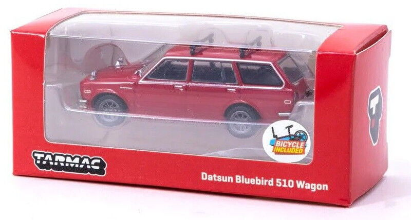 Tarmac Works GLOBAL64 Red Nissan Datsun Bluebird 510 Wagon 1:64 Scale Diecast Car