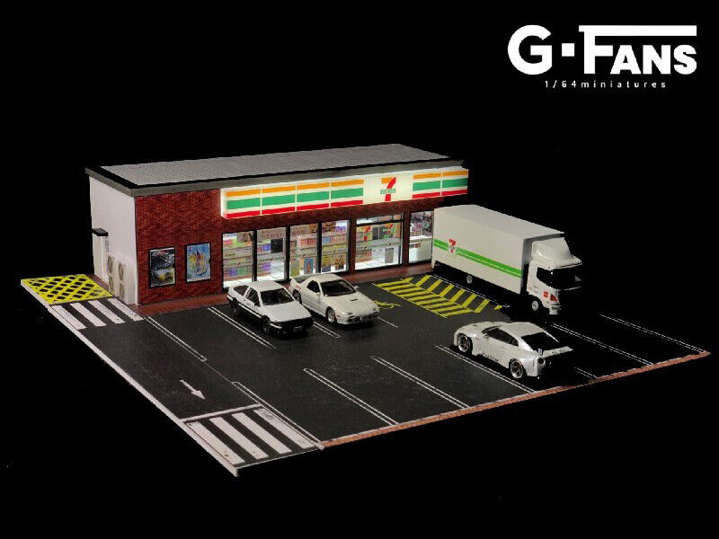 G-FANS Assemble Diorama 1:64 Shopping Store LED Lighting Model Car Parking Lot