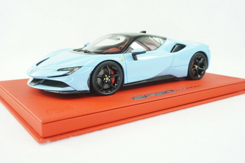 1/18 BBR FERRARI SF90 STRADALE AZZURRO LA PLATA DELUXE RED LEATHER limited 15pcs