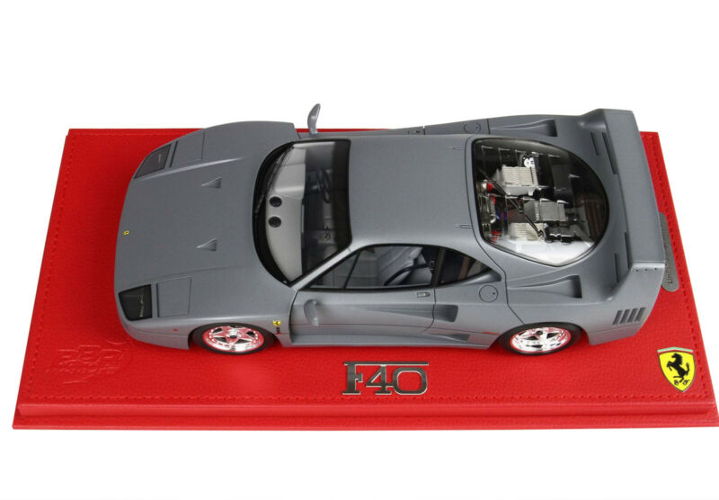 FERRARI F40 SULTAN OF BRUNEI GUN METAL GRAY & DISPLAY CASE LTD 1/18 BBR P18167