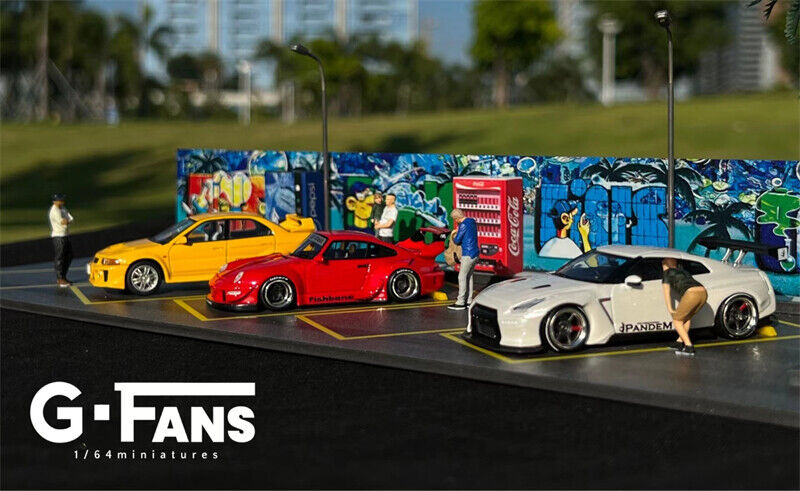 G-FANS 1:64 Diorama Garden parking Japan Street Beach Building Scene Model