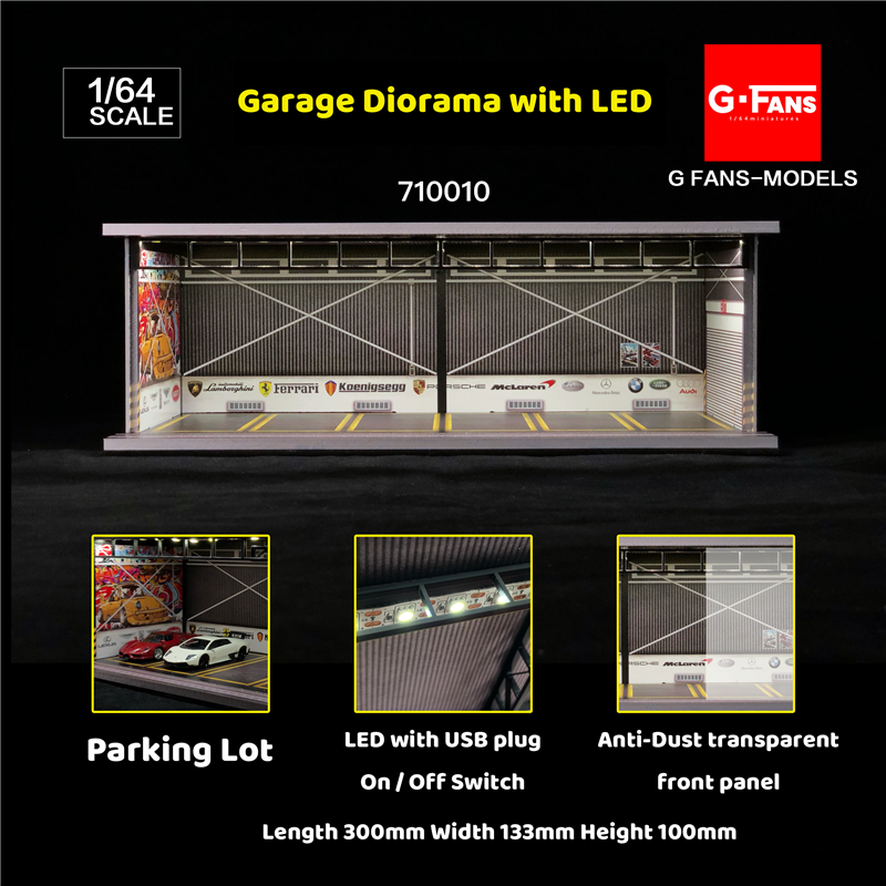 G-FANS 1:64 Garage Diorama Model Garage tools Apple store porsche