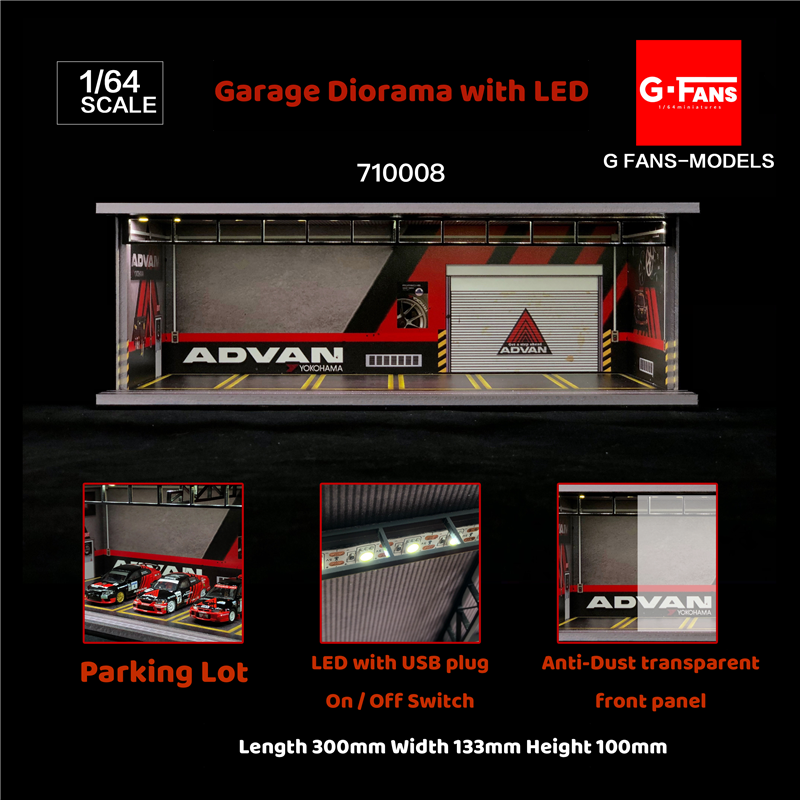 G-FANS 1:64 Garage Diorama Model Garage tools Apple store porsche