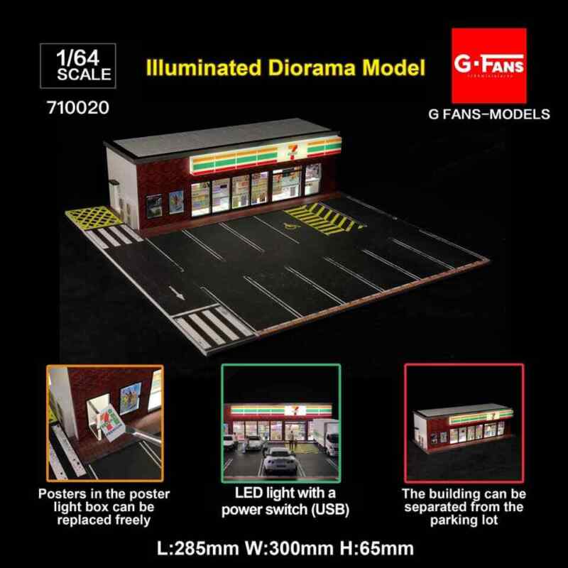 G-FANS 1:64 Garage Diorama Model Garage tools Apple store porsche