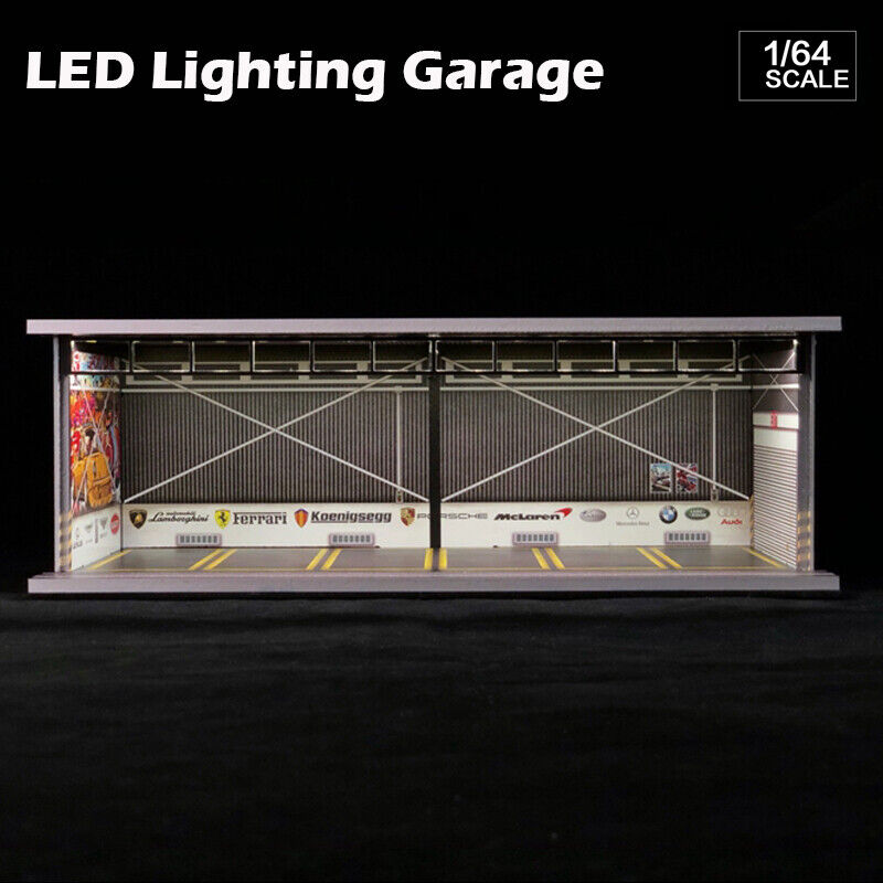 G-Fans 1/64 Diorama Model Car Garage with LED Lighting Packing Lot Display Case